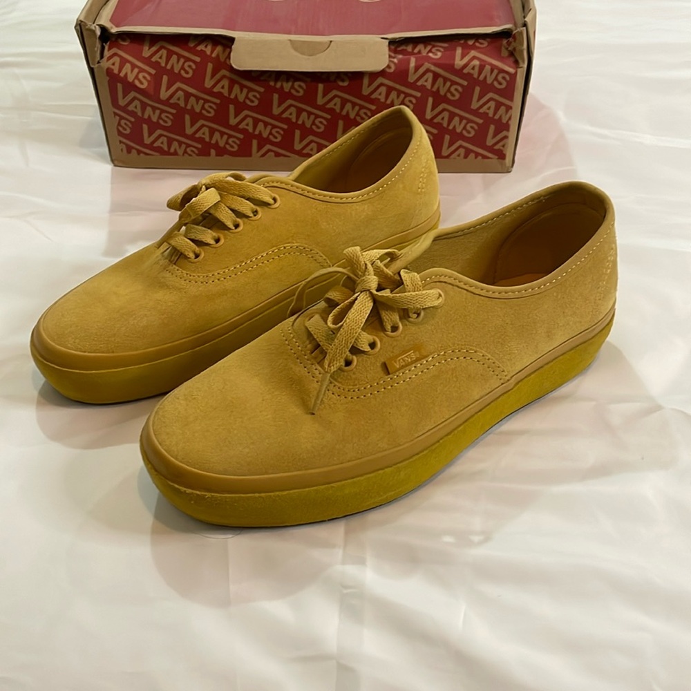 Vans Mustard Yellow Suede Platform Shoes